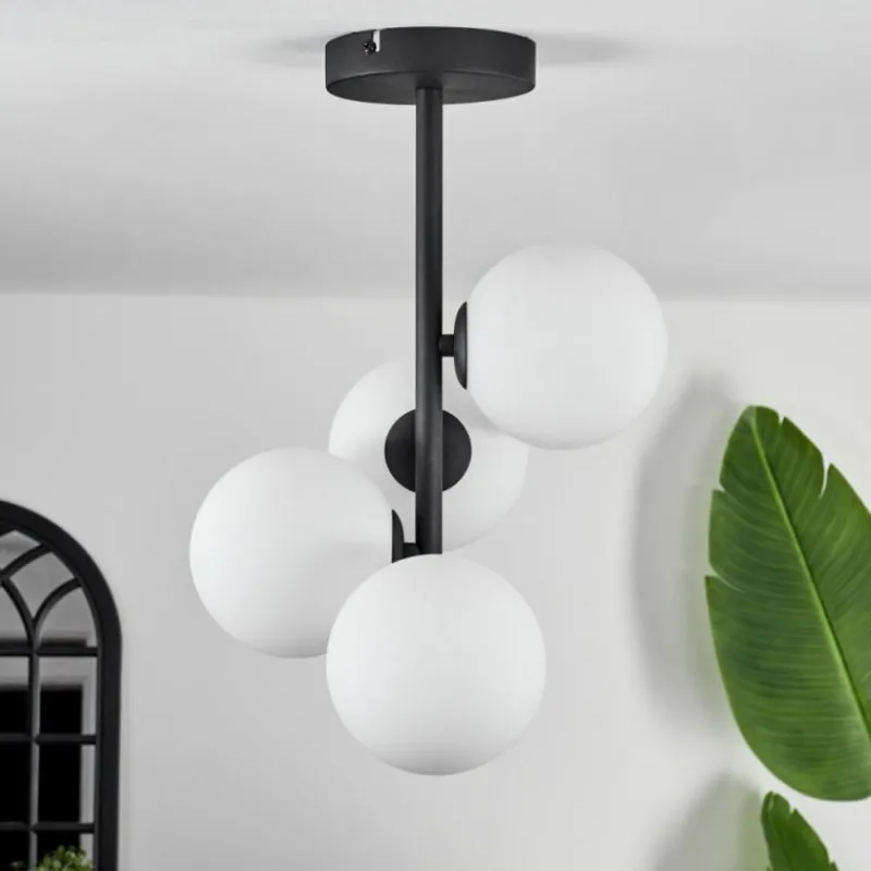 hofstein Plafonnier - Verre Chehalis Blanc, 4 lumières