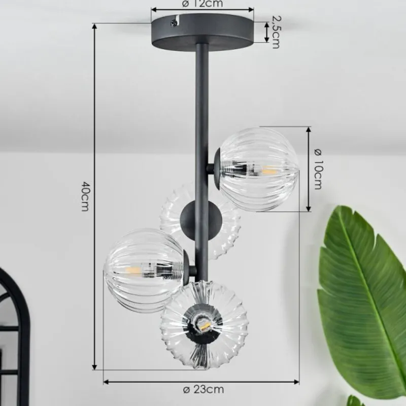 hofstein Plafonnier - Verre Chehalis Clair, 4 lumières
