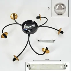 Lampes Dorées-hofstein Plafonnier - Verre Chehalis Or, Noir, 6 lumières