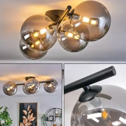 hofstein Plafonnier - Verre Chehalis Fumé, 4 lumières