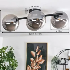 hofstein Plafonnier - Verre Chehalis Fumé, 4 lumières