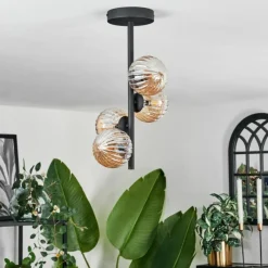 hofstein Plafonnier - Verre Chehalis Ambre, 4 lumières