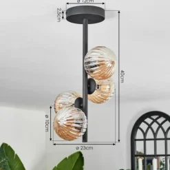 hofstein Plafonnier - Verre Chehalis Ambre, 4 lumières