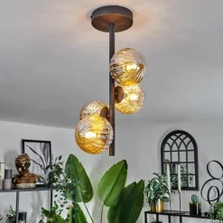 hofstein Plafonnier - Verre Chehalis Ambre, 4 lumières