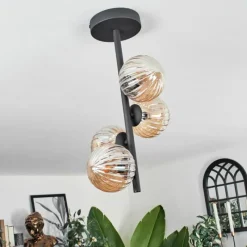 hofstein Plafonnier - Verre Chehalis Ambre, 4 lumières