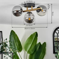 Lampes Dorées-hofstein Plafonnier - Verre Chehalis Or, Noir, 3 lumières