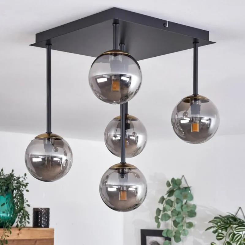 Lampes Dorées-hofstein Plafonnier - Verre Chehalis Or, Noir, 5 lumières