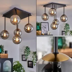 Lampes Dorées-hofstein Plafonnier - Verre Chehalis Or, Noir, 5 lumières