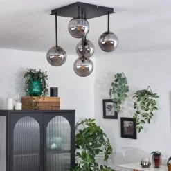 Lampes Dorées-hofstein Plafonnier - Verre Chehalis Or, Noir, 5 lumières