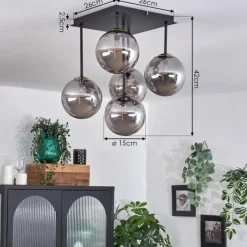 Lampes Dorées-hofstein Plafonnier - Verre Chehalis Or, Noir, 5 lumières