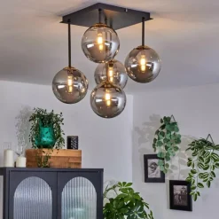 Lampes Dorées-hofstein Plafonnier - Verre Chehalis Or, Noir, 5 lumières