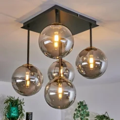 Lampes Dorées-hofstein Plafonnier - Verre Chehalis Or, Noir, 5 lumières