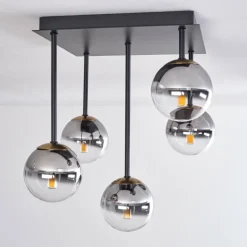 Lampes Dorées-hofstein Plafonnier - Verre Chehalis Or, Noir, 5 lumières