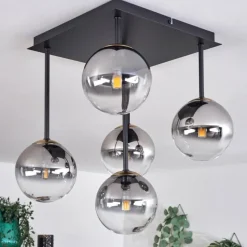 Lampes Dorées-hofstein Plafonnier - Verre Chehalis Or, Noir, 5 lumières