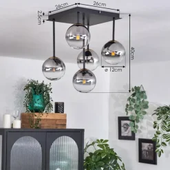 Lampes Dorées-hofstein Plafonnier - Verre Chehalis Or, Noir, 5 lumières