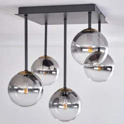 Lampes Dorées-hofstein Plafonnier - Verre Chehalis Or, Noir, 5 lumières