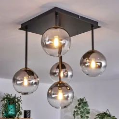 Lampes Dorées-hofstein Plafonnier - Verre Chehalis Or, Noir, 5 lumières