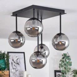 hofstein Plafonnier - Verre Chehalis Fumé, 5 lumières