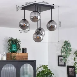 hofstein Plafonnier - Verre Chehalis Fumé, 5 lumières