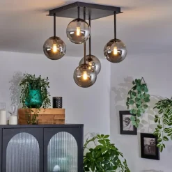 hofstein Plafonnier - Verre Chehalis Fumé, 5 lumières