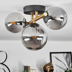 Lampes Dorées-hofstein Plafonnier - Verre Chehalis Or, Noir, 3 lumières