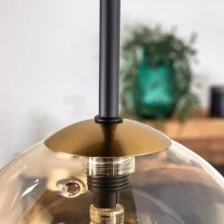 hofstein Plafonnier - Verre Chehalis Or, Noir, 5 lumières