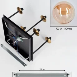 hofstein Plafonnier - Verre Chehalis Or, Noir, 5 lumières