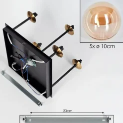 hofstein Plafonnier - Verre Chehalis Or, Noir, 5 lumières