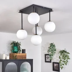 hofstein Plafonnier - Verre Chehalis Or, Noir, 5 lumières