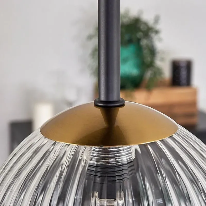 hofstein Plafonnier - Verre Chehalis Or, Noir, 5 lumières