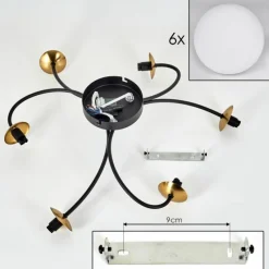 hofstein Plafonnier - Verre Chehalis Or, Noir, 6 lumières