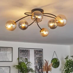 Lampes Dorées-hofstein Plafonnier - Verre Chehalis Or, Noir, 6 lumières