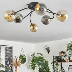 Lampes Dorées-hofstein Plafonnier - Verre Chehalis Or, Noir, 6 lumières