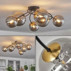 Lampes Dorées-hofstein Plafonnier - Verre Chehalis Or, Noir, 6 lumières