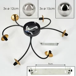 Lampes Dorées-hofstein Plafonnier - Verre Chehalis Or, Noir, 6 lumières