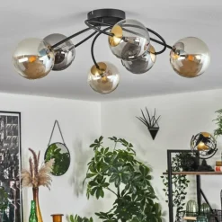 Lampes Dorées-hofstein Plafonnier - Verre Chehalis Or, Noir, 6 lumières