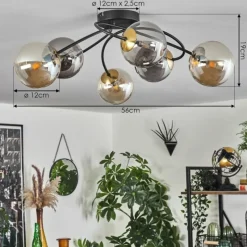 Lampes Dorées-hofstein Plafonnier - Verre Chehalis Or, Noir, 6 lumières