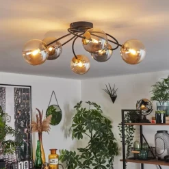 Lampes Dorées-hofstein Plafonnier - Verre Chehalis Or, Noir, 6 lumières