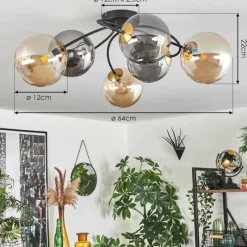 Lampes Dorées-hofstein Plafonnier - Verre Chehalis Or, Noir, 6 lumières