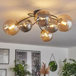 Lampes Dorées-hofstein Plafonnier - Verre Chehalis Or, Noir, 6 lumières