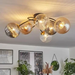 Lampes Dorées-hofstein Plafonnier - Verre Chehalis Or, Noir, 6 lumières