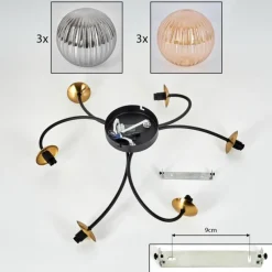 Lampes Dorées-hofstein Plafonnier - Verre Chehalis Or, Noir, 6 lumières