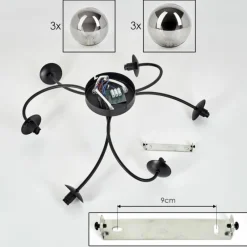 hofstein Plafonnier - Verre Chehalis Fumé, 6 lumières