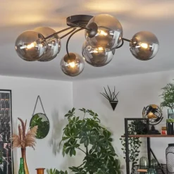 hofstein Plafonnier - Verre Chehalis Fumé, 6 lumières