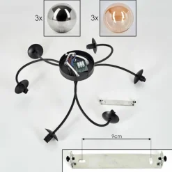 hofstein Plafonnier - Verre Chehalis Ambre, Fumé, 6 lumières