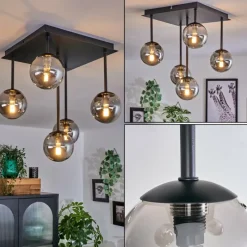 Suspension Verre Fumé-hofstein Plafonnier - Verre Chehalis Fumé, 5 lumières