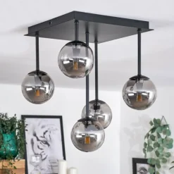 Suspension Verre Fumé-hofstein Plafonnier - Verre Chehalis Fumé, 5 lumières