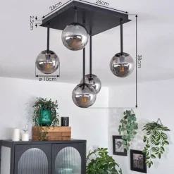 Suspension Verre Fumé-hofstein Plafonnier - Verre Chehalis Fumé, 5 lumières