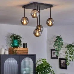 Suspension Verre Fumé-hofstein Plafonnier - Verre Chehalis Fumé, 5 lumières