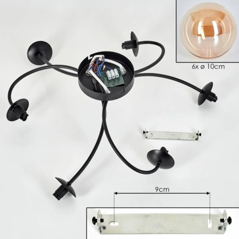 hofstein Plafonnier - Verre Chehalis Ambre, 6 lumières